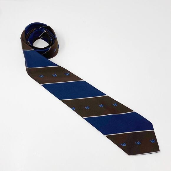 CAMBRIDGE LTD. Brown and Blue Striped Silk Tie - Picture 6 of 6